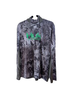 Huk Men's Mandrake Kryptek Performance Pullover Hoodie Gray Camouflage • Large